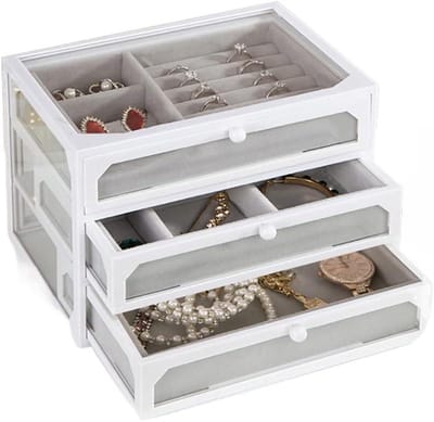 Sieraden Organizer - Opbergdoos - Juwelen Opbergen - Drie Lades - Stapelbaar - Transparant