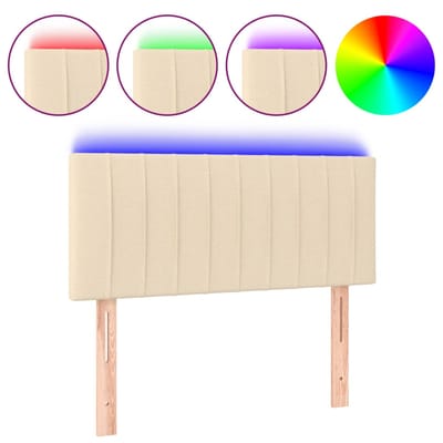 vidaXL - Hoofdbord - LED - 90x5x78/88 - cm - stof - crèmekleurig