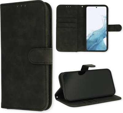 Casemania Hoesje Geschikt voor Samsung Galaxy S23 - Charcoal Gray - Luxe Kunstlederen Portemonnee Book Case