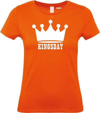 Dames T-shirt Kingsday | oranje koningsdag kleding | oranje t-shirt | Oranje | maat XS