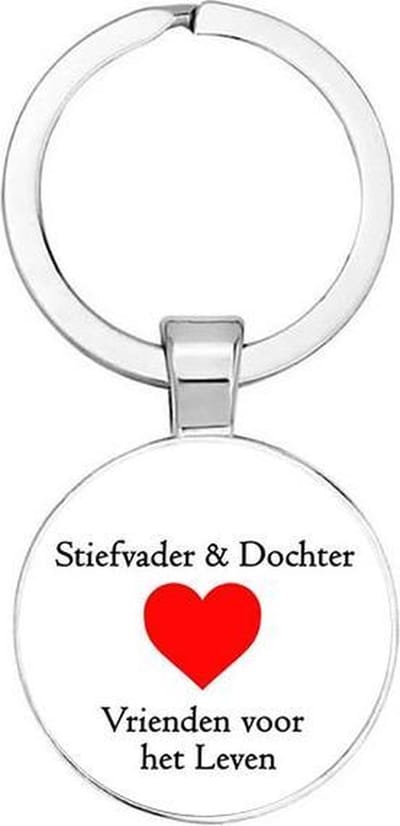 Akyol - stiefvader & dochter vrienden voor het leven Sleutelhanger - Papa/Vader - jouw stiefvader - Vader sleutelhanger - Papa sleutelhanger - Sleutelhanger papa - Familie sleutelhanger - Vaderdag cadeautje - Papa cadeau - 2,5 x 2,5 CM