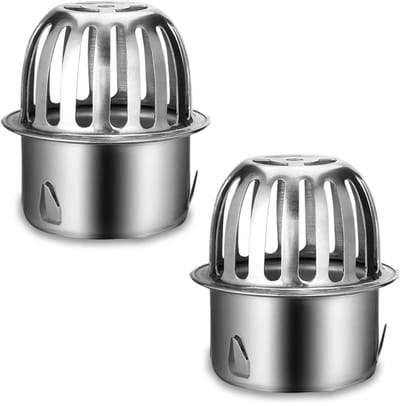 Dakgootbeschermers - 2 stuks - Regenpijp rooster - Regenpijp beschermer - RVS - Ø 75 cm - Tegen bladeren in dakgoot - Voor dakranden, sloot, riool - Zilver