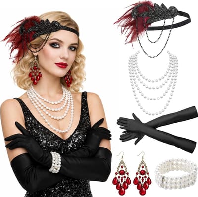 Elegante Great Gatsby Accessoire Set voor Vrouwen - Charleston, Maskerade en Feestelijke Gelegenheden zoals Kerst, Carnaval en Halloween