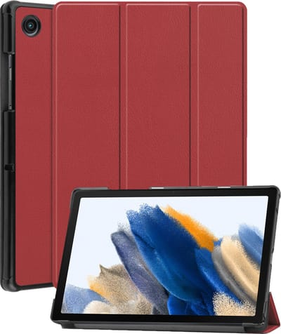 Hoesje - Geschikt voor Samsung Galaxy Tab A8 - Dun & Stevig - Hardcover Book Case - Trifold Bookcase Hoes - Hard Cover - Tablethoes - Donkerrood