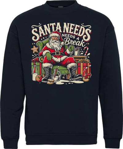 Kersttrui Santa Needs A Break | Foute Kersttrui Dames Heren | Kerstcadeau | Kerstpakket | Navy | maat XS