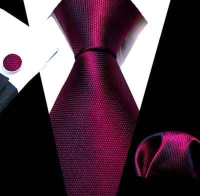 3-Delige stropdasset- Zijde- Rood Bordeaux - Charme Bijoux