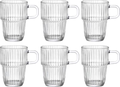 Bormioli Rocco Latte Macchiato Glazen - Irish Coffee Glazen - Koffiekopjes met oor - Stapelbaar - Barshine 315 ml - 6 Stuks