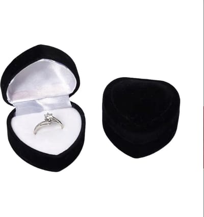 Hartvormige Ringdoosjes - Zwart fluwelen ringdoosje - Zwarte Velvet - 5 stuks - Doosje voor Jouw Trouwring - Valentijn - CHPN