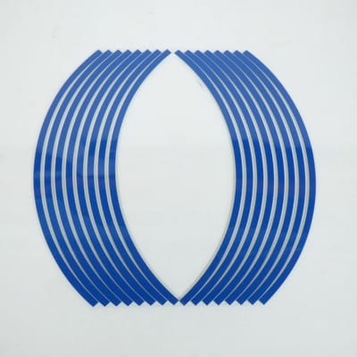 Liseré de jante autocollant bleu réfléchissant TNT 8mm pour moto jante 17 pouces