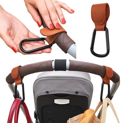 Tassenhaak Voor De Kinderwagen I Tas Hanger I Karabijnhaak Tassendrager Voor De Kinderwagen I Haak Voor De Buggy I 1 Stuk I Bruin