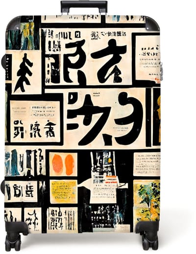 NoBoringSuitcases.com® - Koffer groot - Reiskoffer lichtgewicht - Japan - Krant - Vintage - Quote - Rolkoffer met 4 wielen - Grote trolley XL - 98 liter bagage