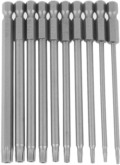 Allecto - Torx Veiligheidskopschroevendraaier Bits - 10 Stuks - 1/4 inch - S2 Staal - Slagvast - Geschikt voor Hand- en Elektrisch Gereedschap