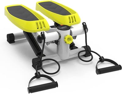 Mini Hometrainer - Stapapparaat - Thuis sporten - Met weerstandsbanden - 330 LBS capaciteit - Geel