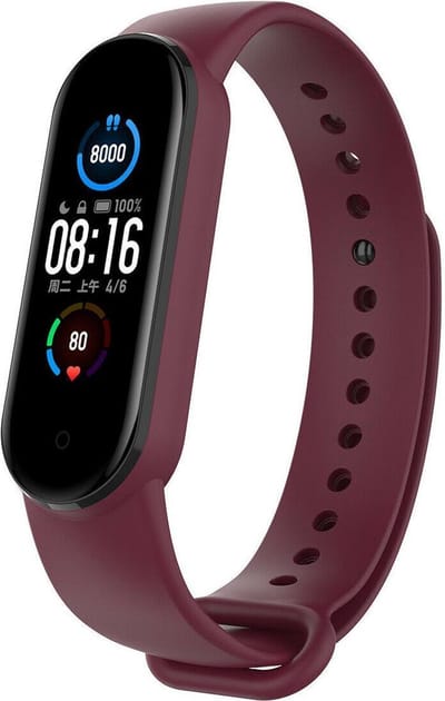 Siliconen Smartwatch bandje - Geschikt voor Xiaomi Mi Band 6 siliconen bandje - wijnrood - Strap-it Horlogeband / Polsband / Armband