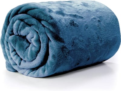 Unique Living Plaid - fleece deken - denim blauw - polyester - 130 x 180 cm
