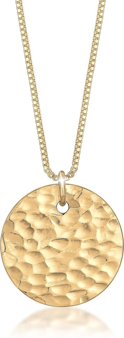 Elli - Halsketting - Dames Cirkel Gehamerd in 925 Sterling Zilver Verguld - Dames