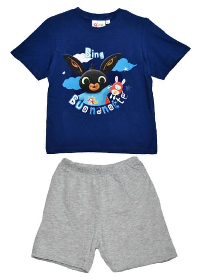 BING shortama - blauw met grijs - Bing Bunny pyjama - maat 110/116