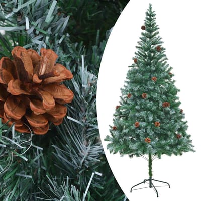 vidaXL - Kunstkerstboom - met - verlichting - kerstballen - dennenappels - 210 - cm