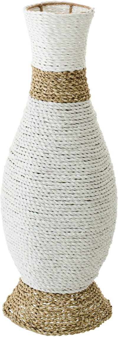 J-Line vaas - zeegras - wit/naturel
