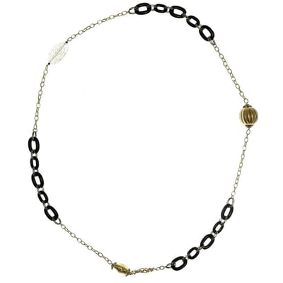 Behave - Lange ketting dames - goudkleur zwart - grafische stijl