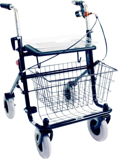 Rollator 43 cm zitbreedte - Premis Provo - Tot 120 kg - In hoogte verstelbaar - Voorzien van Eenzijdige rem Links - Metallic Zwart
