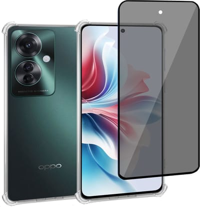 Geschikt voor OPPO Reno 11F - Hoesje + Privacy Screenprotector – Privé - Gehard Glas Cover