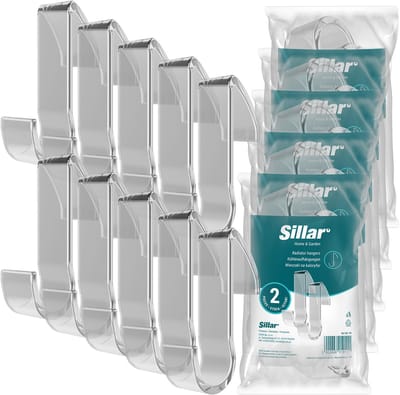 Sillar, haken, badkamer handgrepen, houders, hangers voor radiator, kunststof, 95mm, 10 stucks, transparent