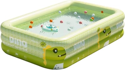 Opblaasbaar Zwembad - Kinderzwembad - Familie Zwembad 1,5 Meter - 3-Laags PVC - Groen Draken Design Voor Tuin en Zomer