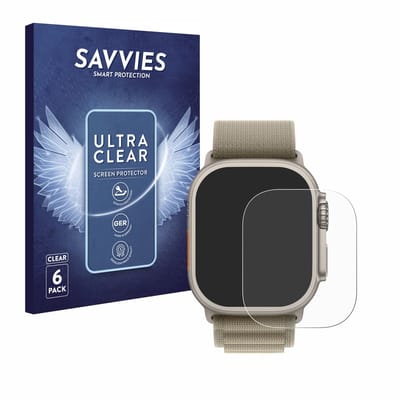 Savvies - Screenprotector voor Apple Watch Ultra 2 (49 mm) - Folie Beschermfolie transparant 6 Stuks