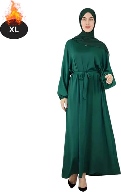 Bovista Islamitische Kleding - Djellaba Dames - Moslim Kleding - Arabisch Dames Kaftan - Alhamdulillah - Donkergroen XL
