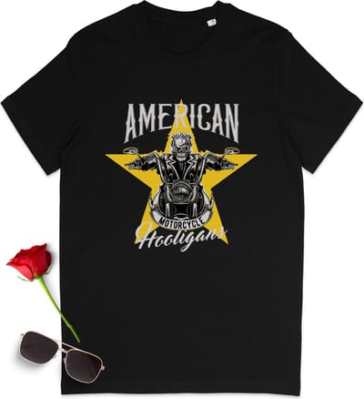 T shirt biker motor print - Heren tshirt motorrijder - Dames t-shirt met opdruk - Maten: S t/m 3XL - Kleur zwart.