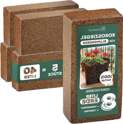 Kokosaarde voor planten - Kokossubstraat humusbaksteen - Planten verzorgen - Vervangt potgrond - 40 liter 5 stuks - Bruin