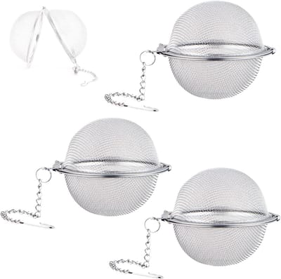 Set van 3 theefilters met trekbal, roestvrij staal, niet-toxisch, duurzaam en stevig, ideaal voor thee en kruiden