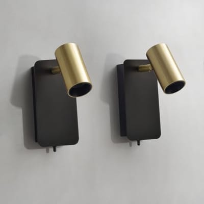 Wandlamp met schakelaar - Set van 2, LED, Zwart Goud, Draaibaar voor Slaapkamer en Woonkamer