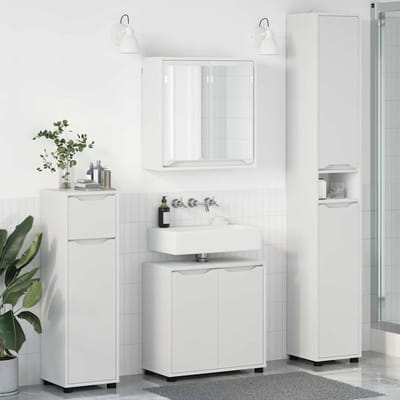 vidaXL - Badkamermeubel - Set - 4 - st - Wit - 30,5 - x - 30 - x - 195 - cm - Bewerkt - hout