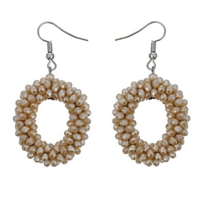 Behave Oorbellen dames taupe - bruin – lange oorbellen facet geslepen - grote rond ovalen oorhangers