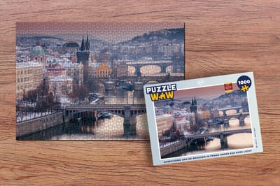 Puzzel Brug - Zonsondergang - Praag - Legpuzzel - Puzzel 1000 stukjes volwassenen