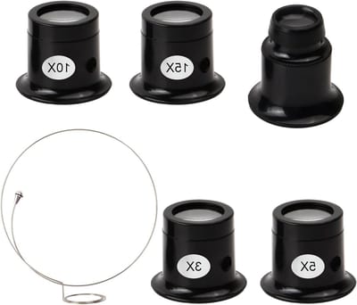 Vergrootglas voor Horlogemakers - 3x/5x/10x/15x/20x Vergrootglas Set voor Sieraden, Diamanten, Edelstenen en Munten