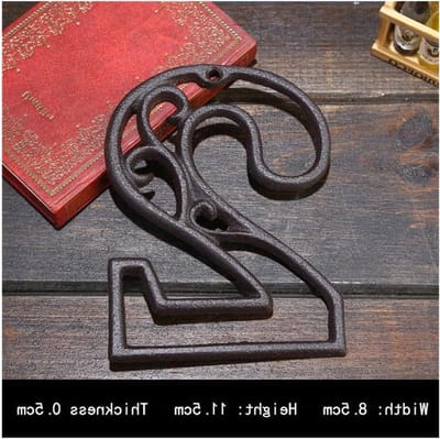 House Number Industrial Cast Iron House Number Style Door Numbers Address Custom Number for Home Restaurant Wall Living Room (Color : 2, Size : 11.5cm)