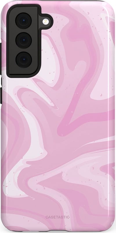 Casetastic hoesje geschikt voor Samsung Galaxy S21 FE 5G - Dubbellaagse bescherming - Zoet Roze Marmer - Fashion Case - Lichtroze Wit