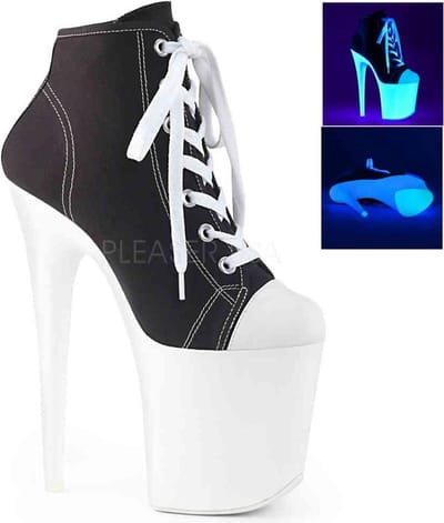 Pleaser - FLAMINGO-800SK-02 Plateau Laarzen, Paaldans schoenen - Paaldans schoenen - 35 Shoes - Zwart