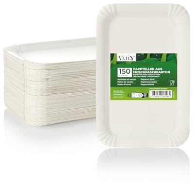 Vierkante Wegwerpborden 13 x 20 cm - 150 stuks voor Taarten en Snacks, Ideaal voor Feesten en Barbecues