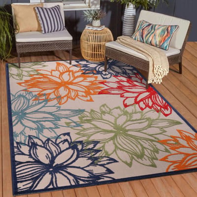 Muratap Binnen en buiten vloerkleed floral outdoor laagpolig tapijt 80x200 cm