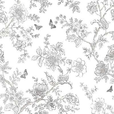 Homestyle - Behangpapier - Bloemen - Behang - Grijs / Wit - 0,53 x 10 M.