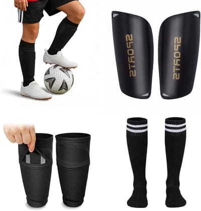 Scheenbeschermers voor Kinderen - Voetbalscheenbeschermers met Antislip Sokken, Lichtgewicht en Ademend, Ideaal voor Sportactiviteiten