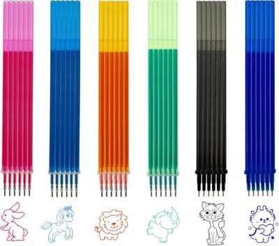 36 Stuks Vervangbare Gummen, Geschikt voor Diverse Potloden, Zachte Schrijfervaring, 0.5mm Punt, 13cm Hoog, 6 Kleuren