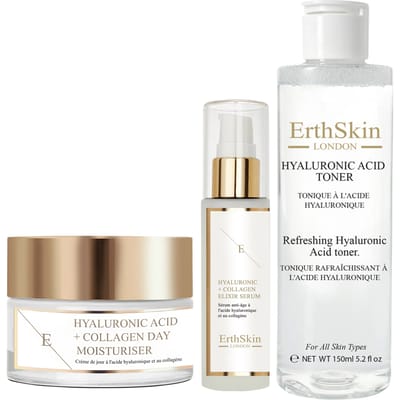 Verfrissende hyaluronzuurtoner 150 ml + hyaluronzuur- en collageenserum - 60 ml + hyaluronzuur- en collageendagcrème 50 ml