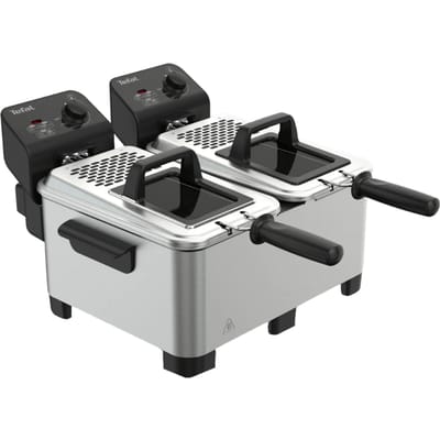 Tefal Double Pro FR3610 - Dubbele Frituurpan - 7 L - Koude Zone - Anti-geurfilter - Makkelijk Schoonmaken - 3600W - RVS