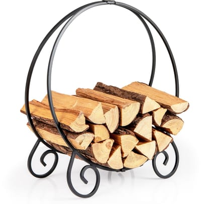 COSTWAY Brandhoutrek van metaal, inklapbaar brandhoutrek voor binnen en buiten, brandhoutrek tot 270 kg belastbaar, 59 x 27 x 64 cm
