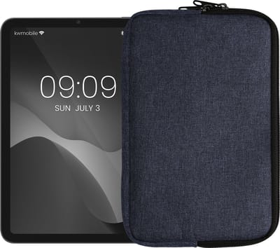 kwmobile universele tablet hoes geschikt voor 8"-8,4" Tablet hoesje - Stoffen cover voor tablets 21,8 x 13,7 cm - Tablet sleeve met rits - In donkerblauw